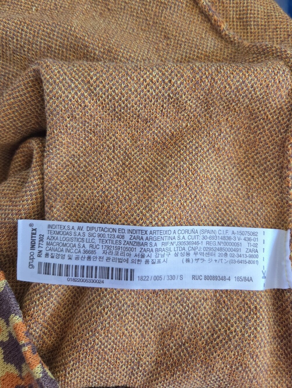 ZARA Women's Retro Vintage Floral Jacquard Knit Mini Dress Orange Brown Small - Picture 14 of 15
